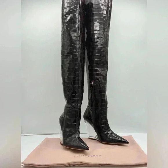 LUCITE 100 WEDGE BOOT Croc Print Brand New Size 7 - Picture 9 of 17